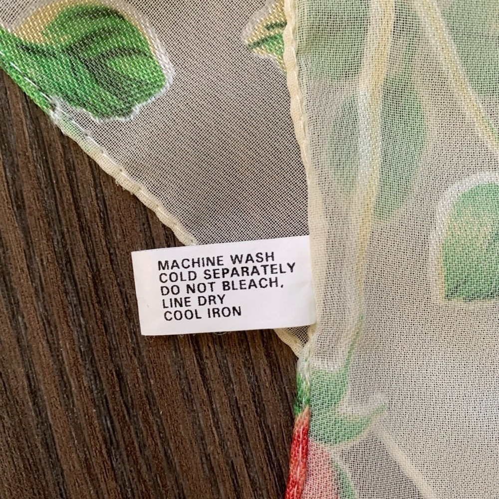 Floral Print Scarf with Red and Green Accents - Picture 6 of 6